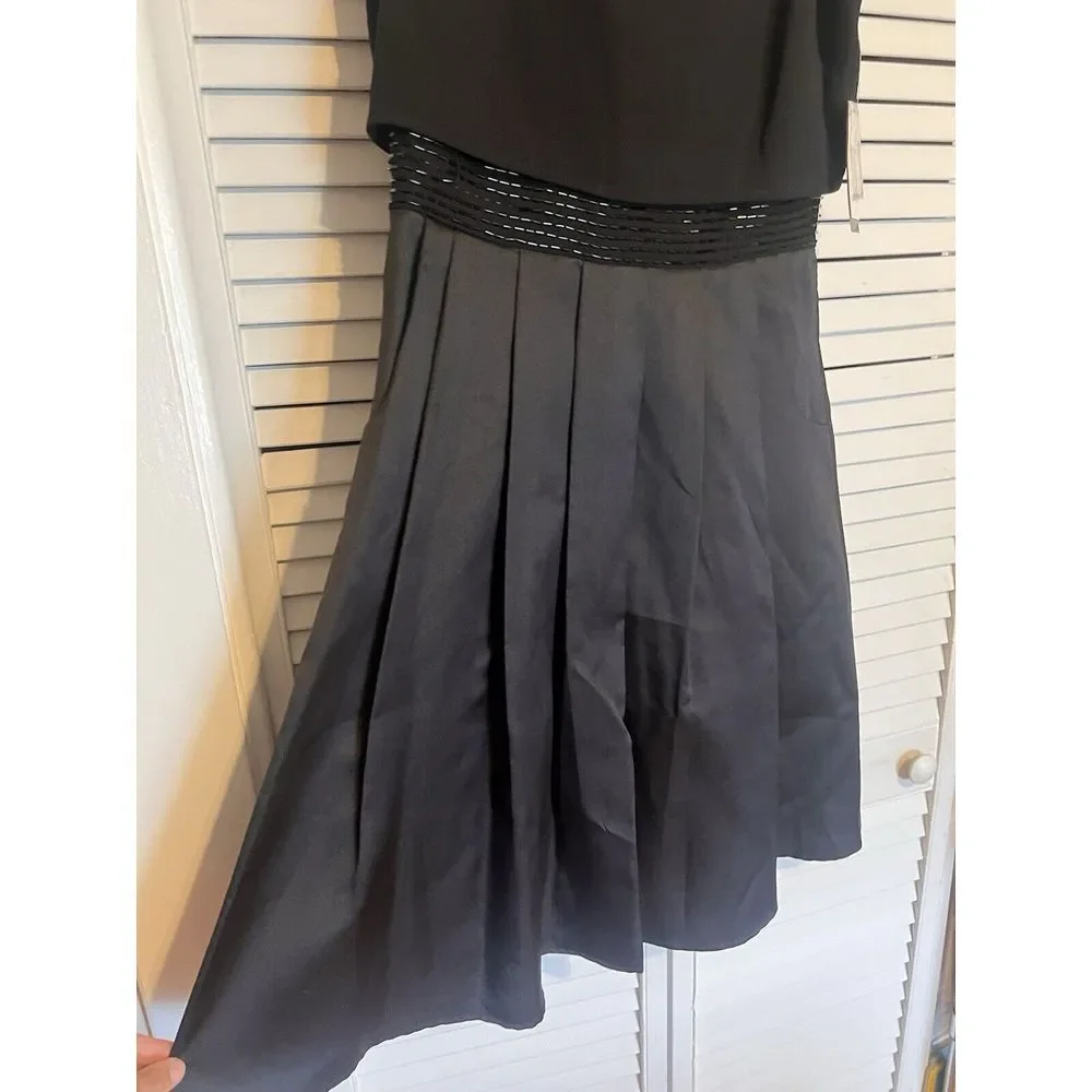 SLNY Women's Size 6 Dress NEW Fit‎ & Flare Sleeveless Overlay Pleated Pockets
